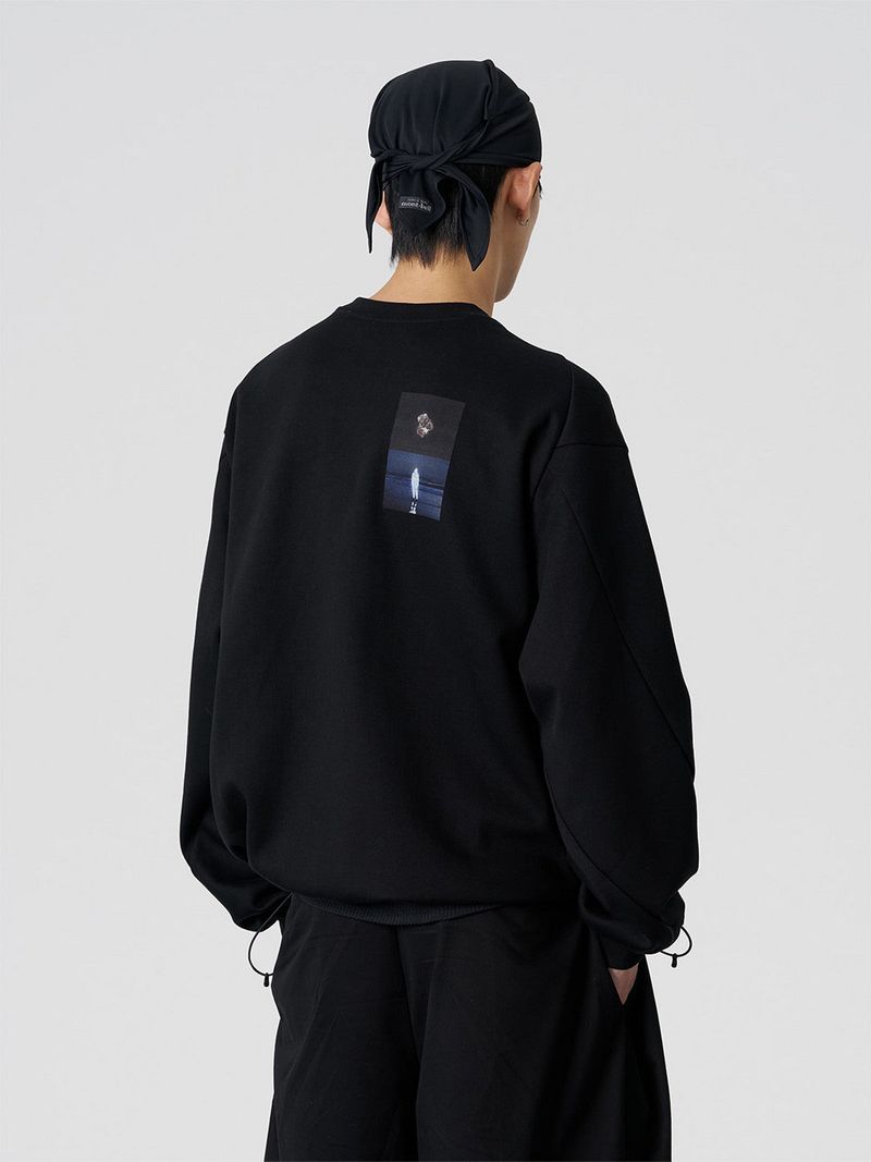 FMACM Twisted Sleeve Drawstring Crew Neck Sweatshirt