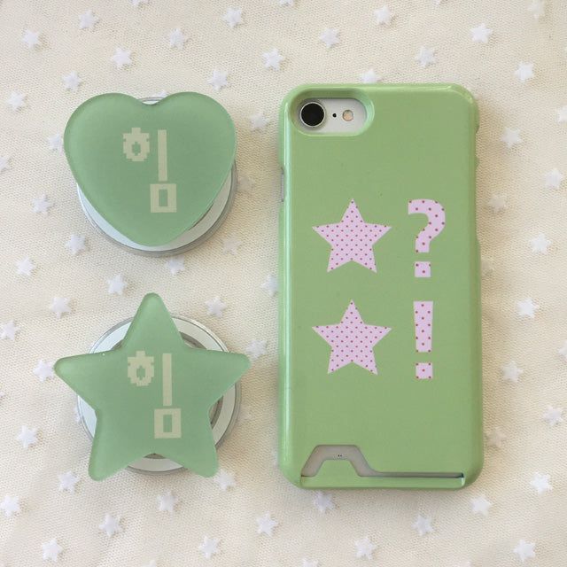 Dot Star Pea green Card Wallet Glossy Hard Case