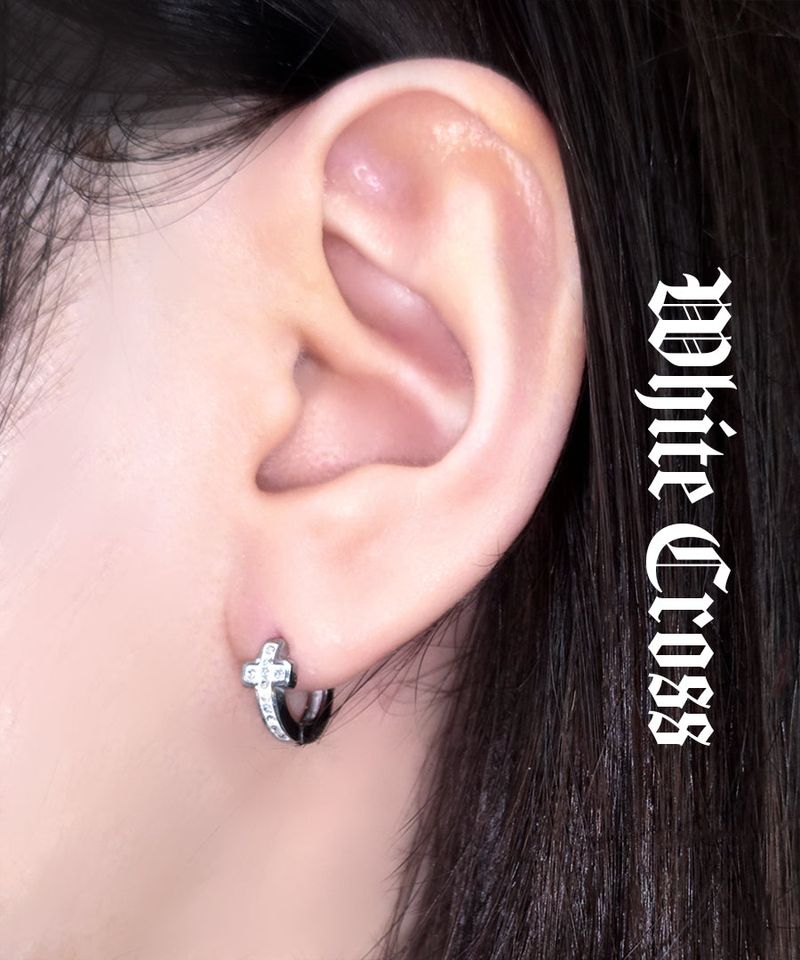 White Cross Cubic Earrings