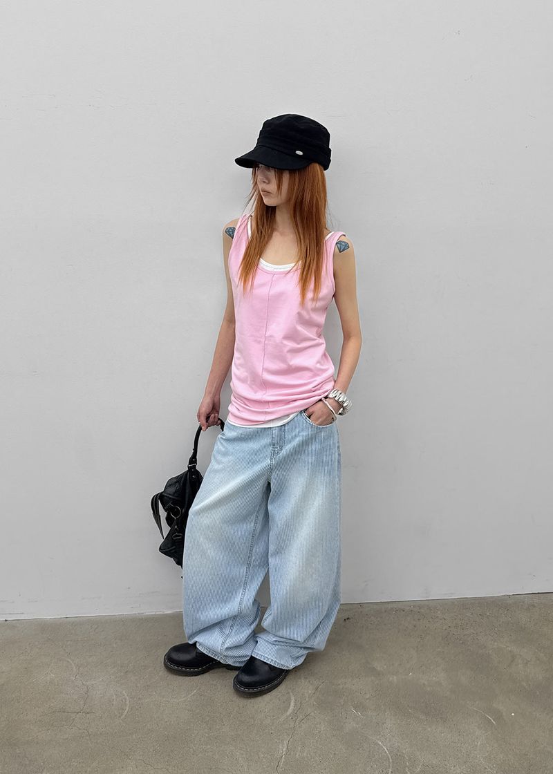[MADE] Neko Pintuck Long Sleeveless Top