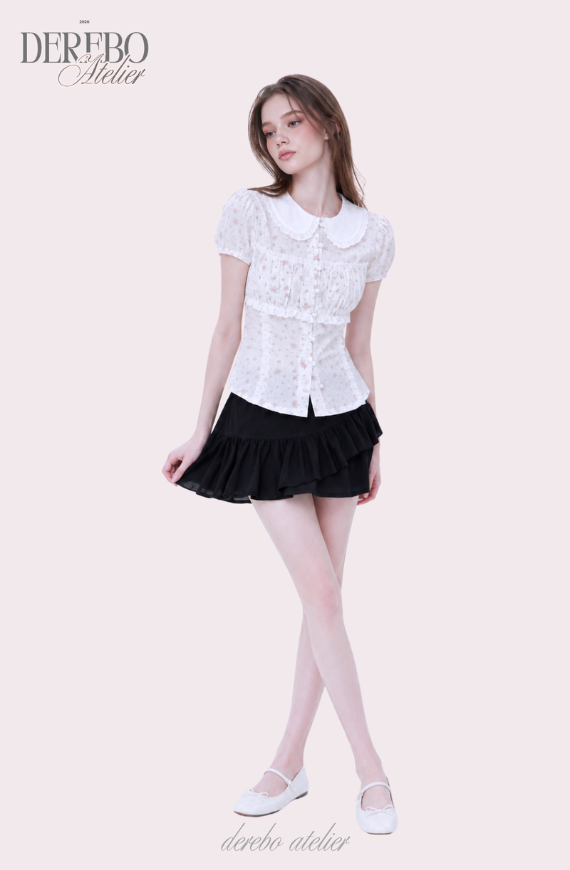 Peter Pan Floral Short-Sleeve Blouse
