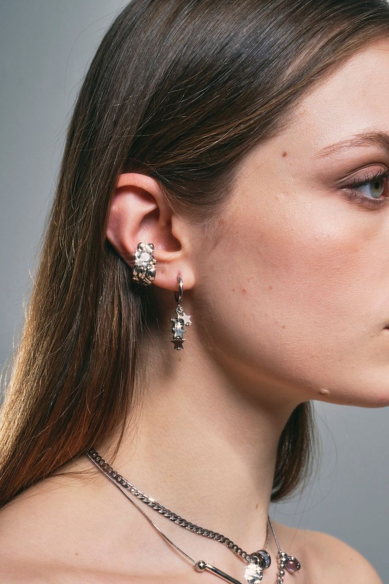 NO.317 [SILVER] GEOMETRY HEART EARCUFF