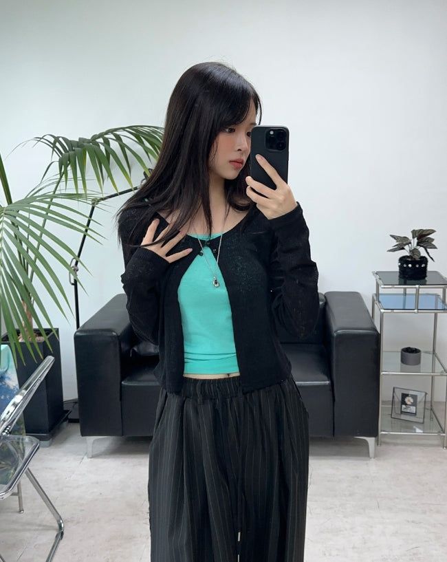 Rain-colored cropped sleeveless