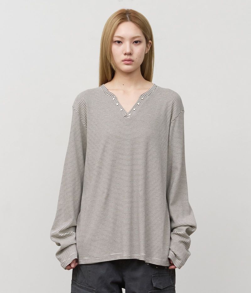 HIFIFNK(ハイファイファンク)の「Neck Stud Striped Longsleeve(Tops)」