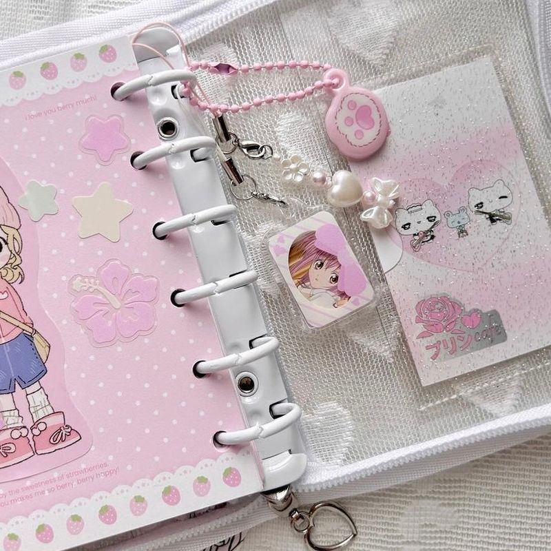 [A7] Heart Lover's Club: 6-ring diary cover - white