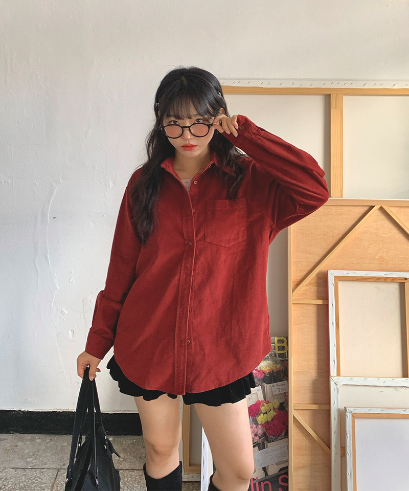 meltingyun（メルティングユン）の「コットンコーデュロイカラーシャツ（トップス）」