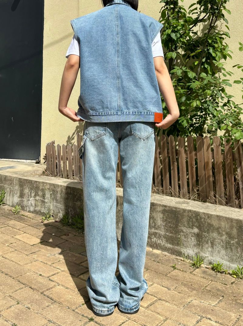 DENIM STRAP WIDE PANTS code 18105
