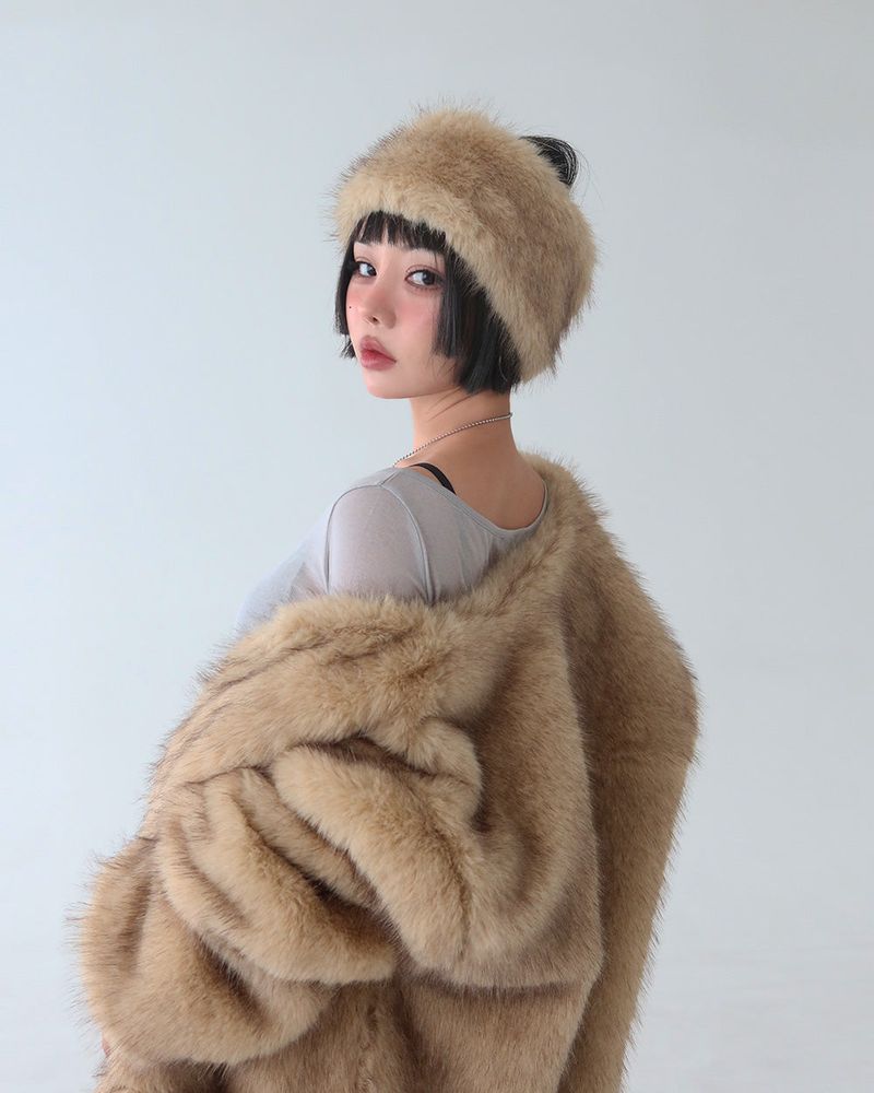 Delight-J（ディライトジェイ）の「フェイクファーバックバンディングターバンヘアバンド（ヘアアクセサリー）」