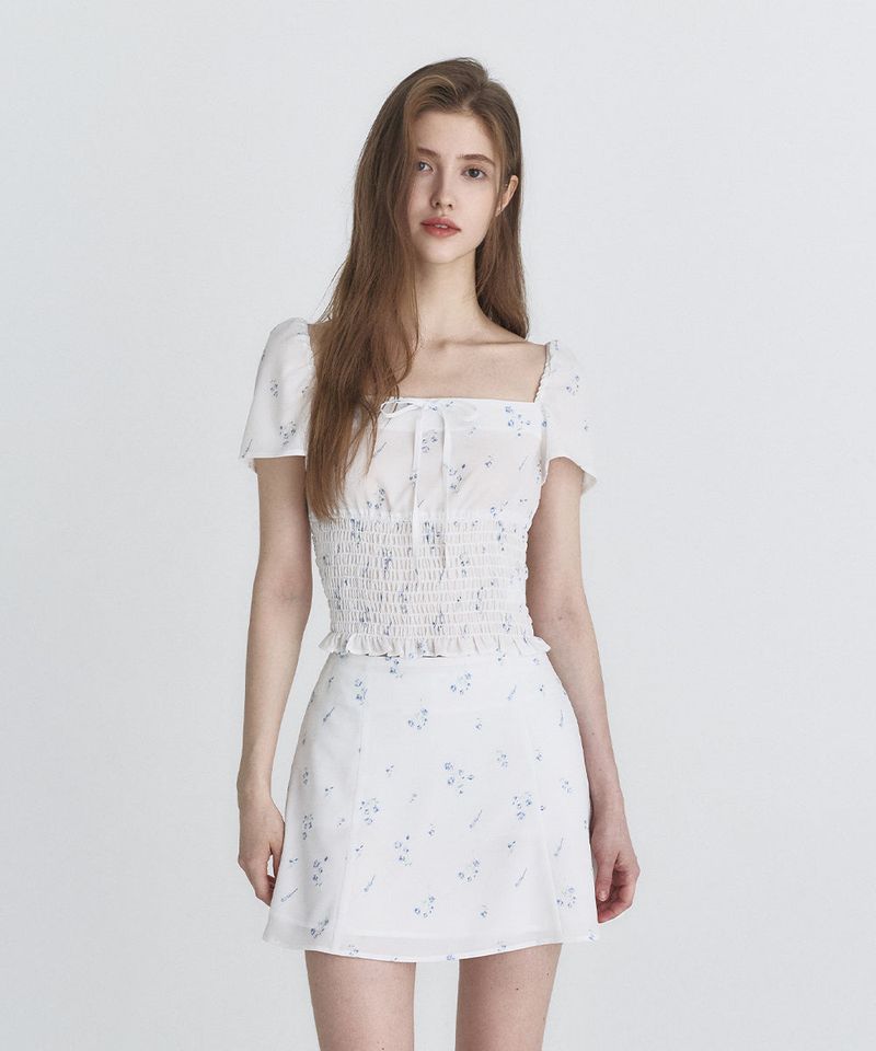 Not your rose（ノットユアローズ）の「Floral puff blouse (White)（Tops）」