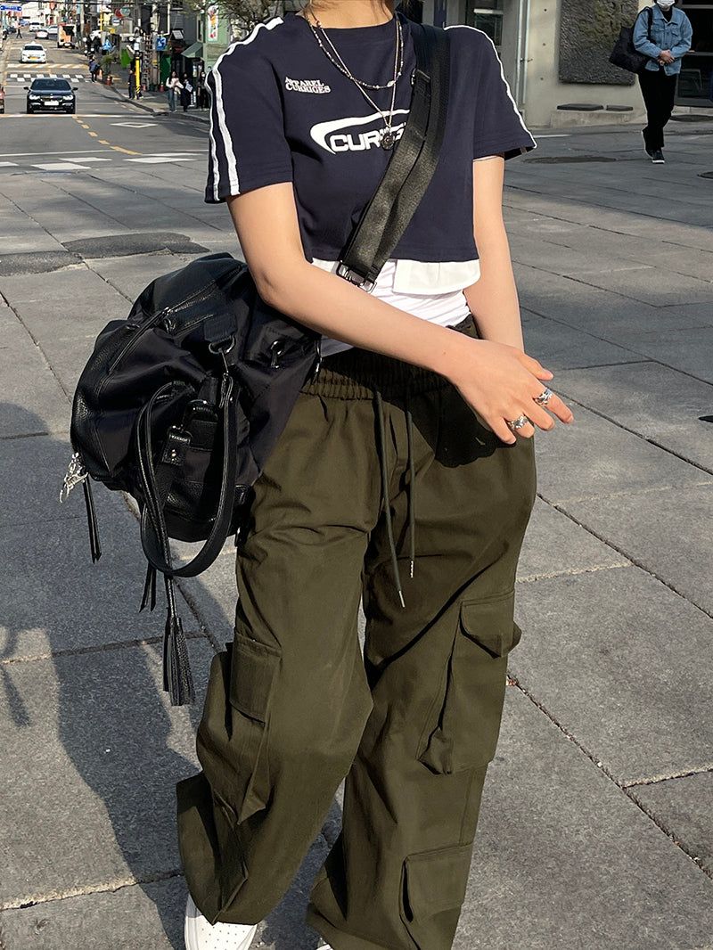 Y2k Sporty Racing Crop Tee
