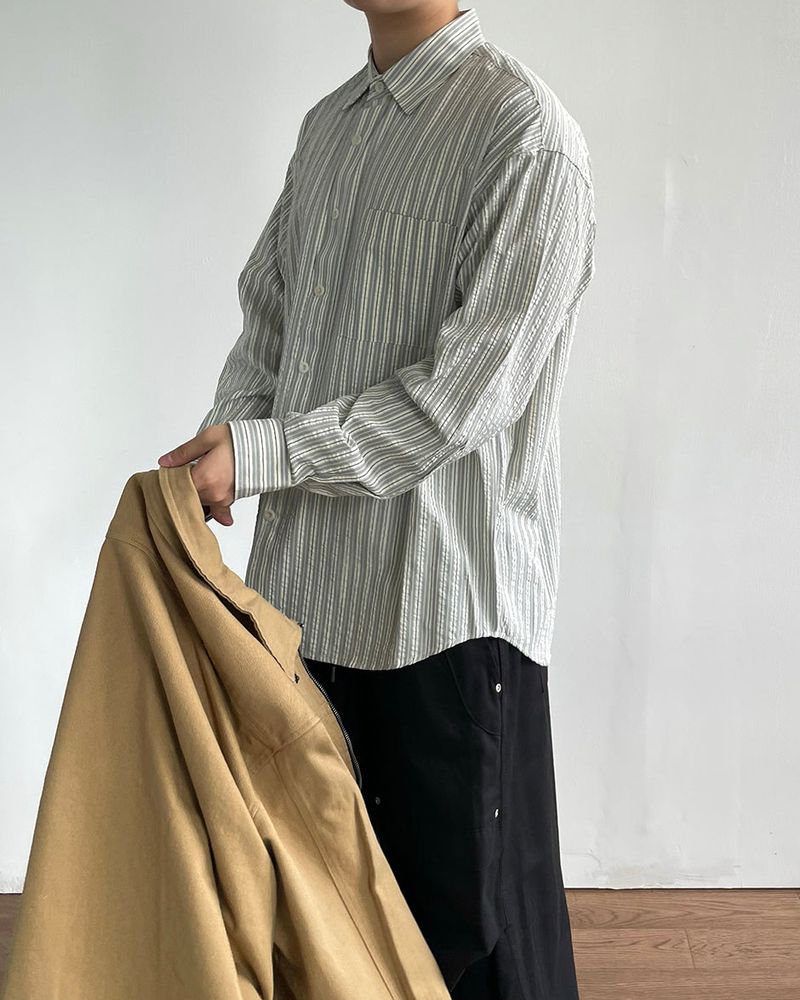 IDF（アイディーエフ）の「Norton Seersucker Stripe Shirt（Tops）」