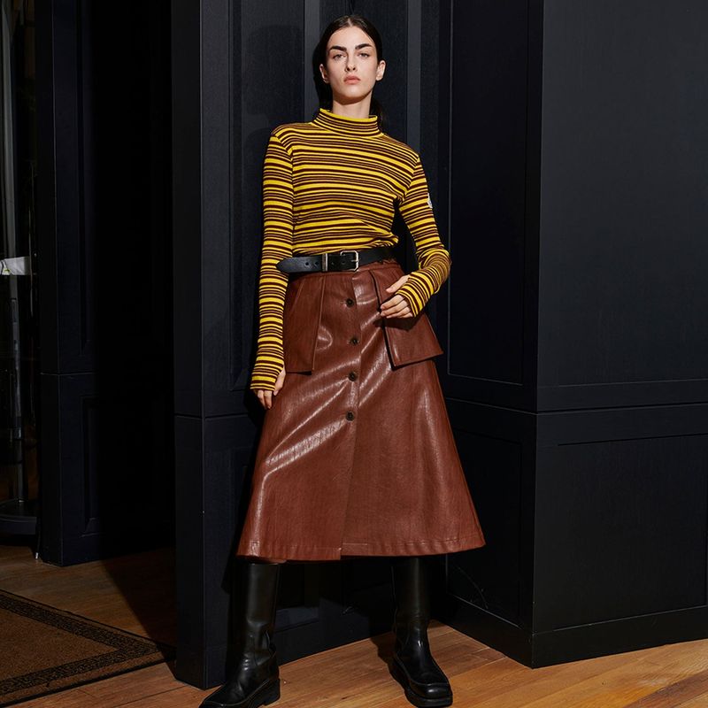  HANNAH POCKET SKIRT, TAN BROWN
