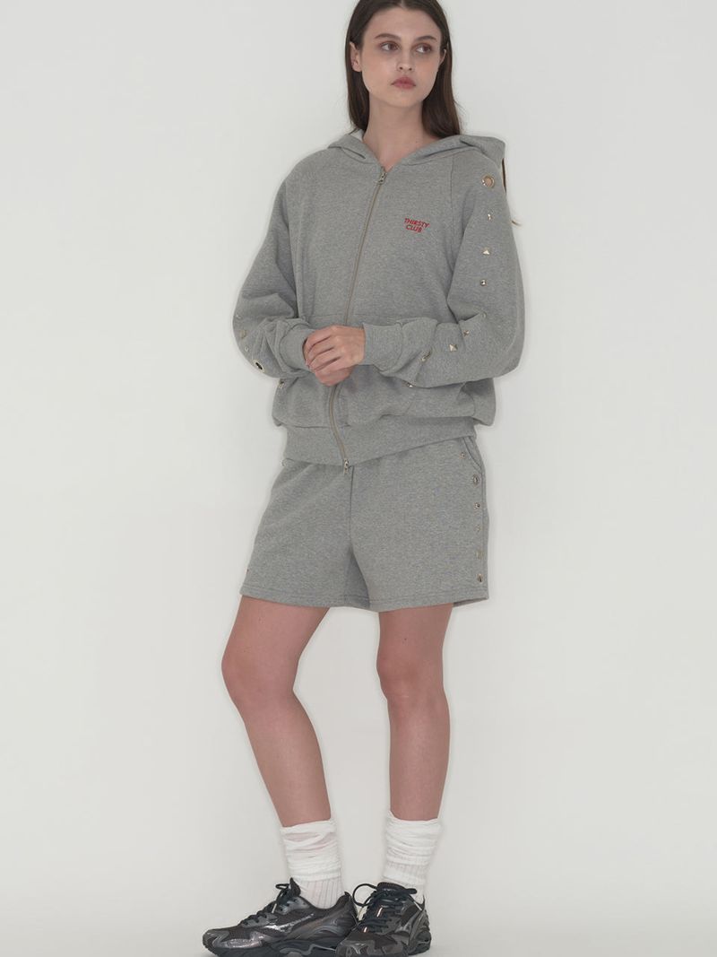 Studded set zip up hoodie - Grey