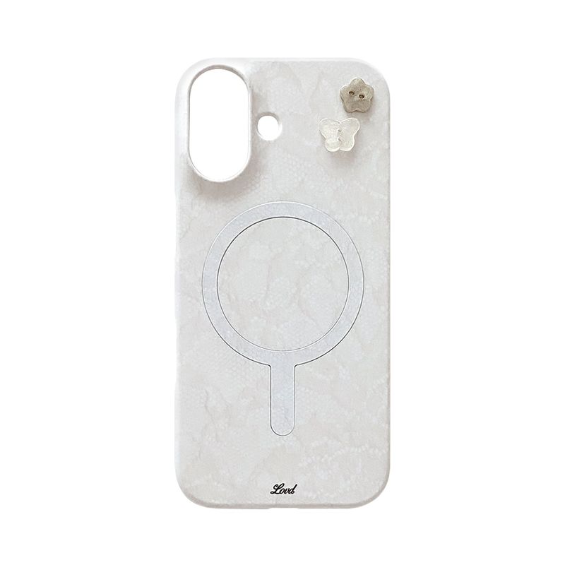 LOVD（ラブド）の「[MADE][+MagSafe] バタフライ ボタン レース フォンケース (glossy hard)（スマホグッズ/小物）」