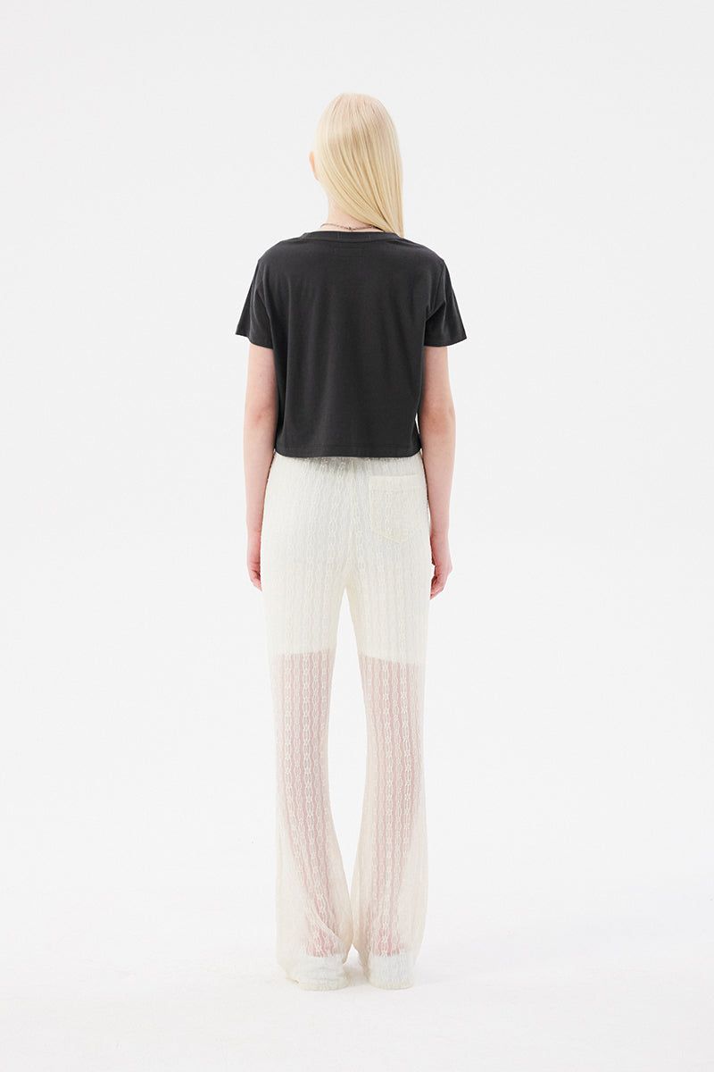 CHERRY LACE BOOTCUT PANTS [IVORY]