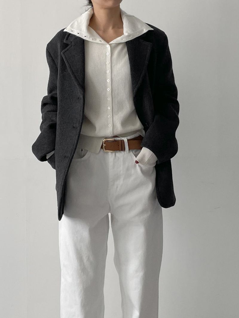 [wool90%] Heavy Wool Overfit Single Jacket