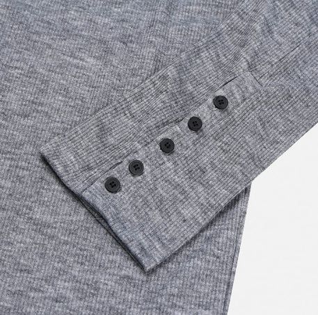 Div Ribbed Henley Neck Long Sleeve Tee 