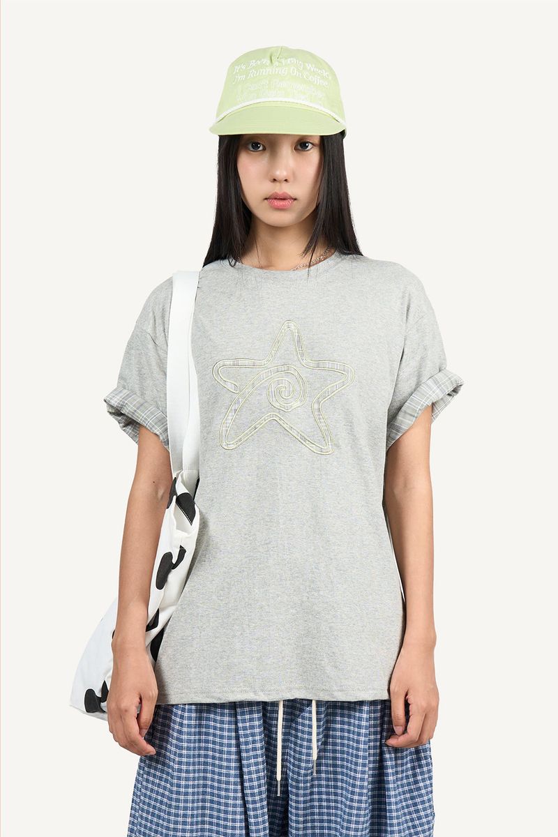Check Star Applique T-shirt