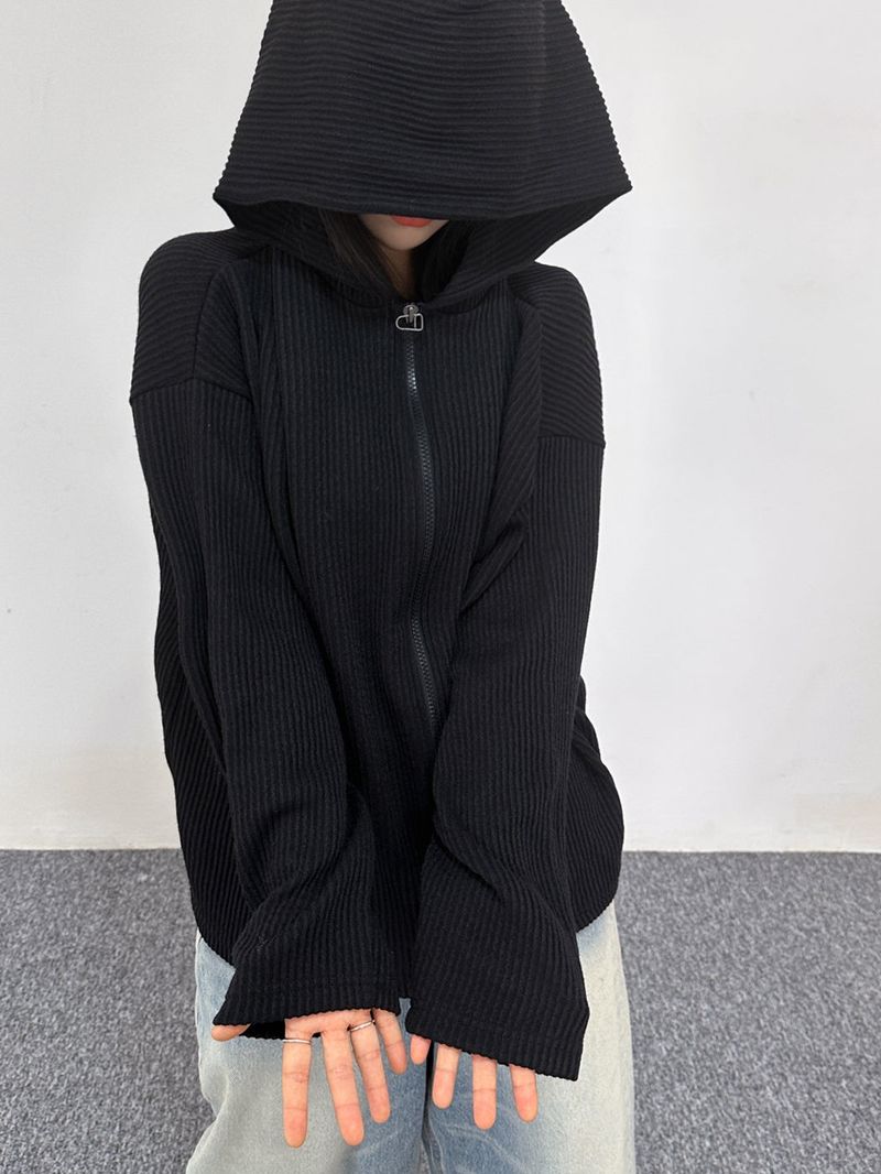 [UNISEX] BASIC OVERSIZED LOOSE BIG HOOD ZIP-UP - 2 COLOR