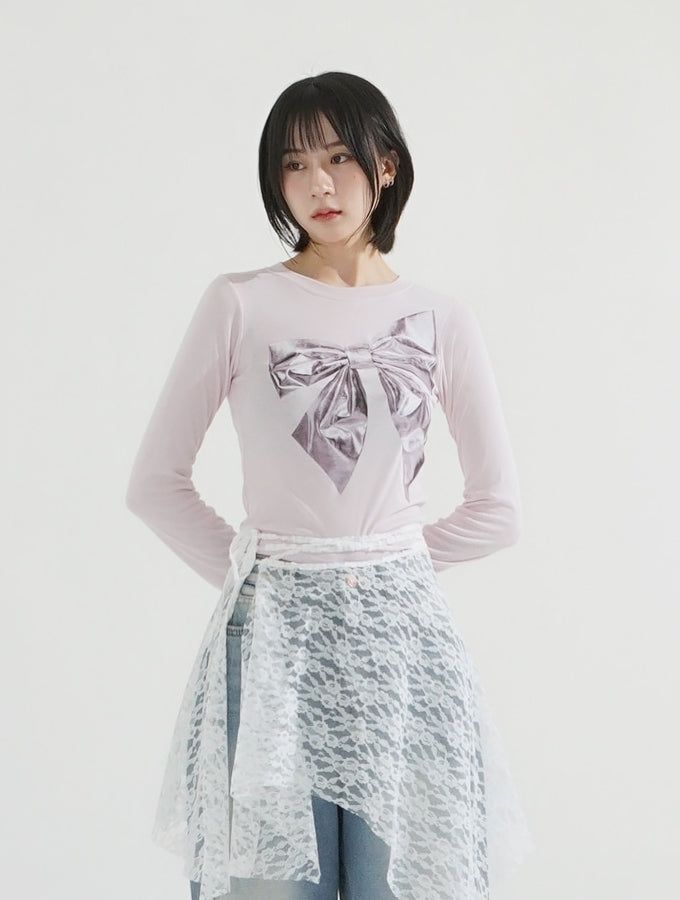グリッターリボンプリンティドTシャツ