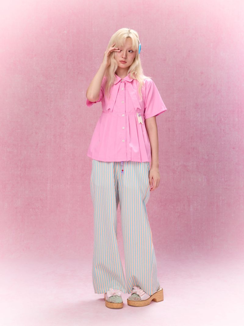 Best Day Ever Pleated Shirt (Pink)