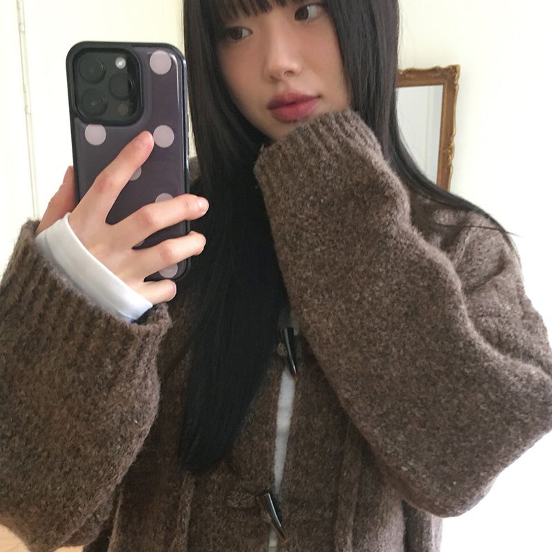 Hots duffle button oversized-fit hooded cardigan