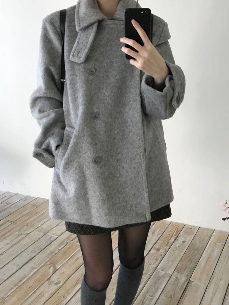 High-neck double coat (2 colors)