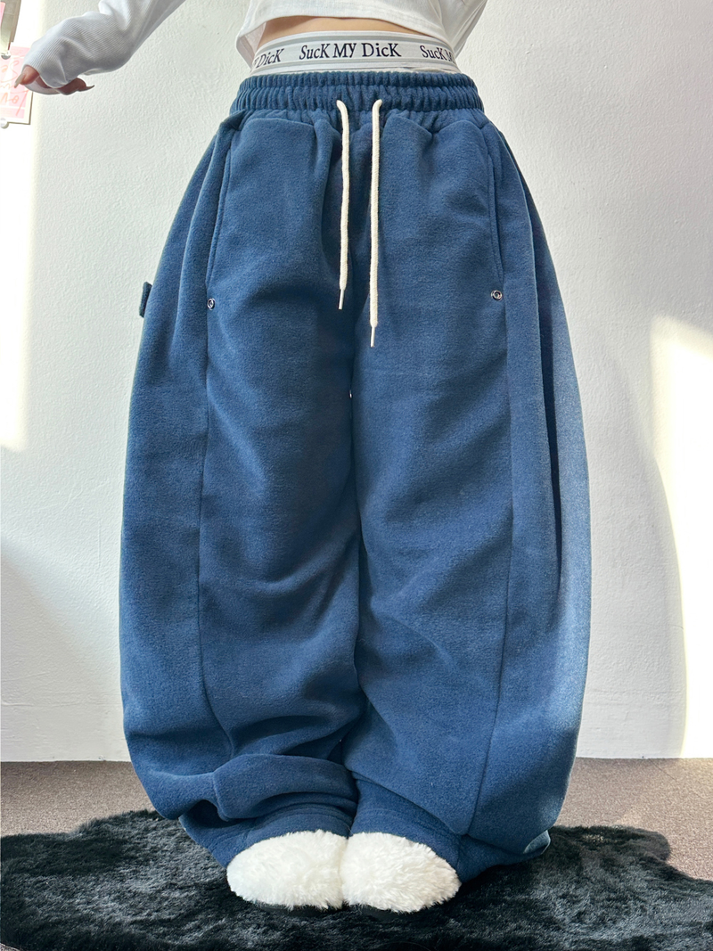 BOTH-SIDES FLEECE SNAP LONG PANTS 🧸🩵🤍6COLOR