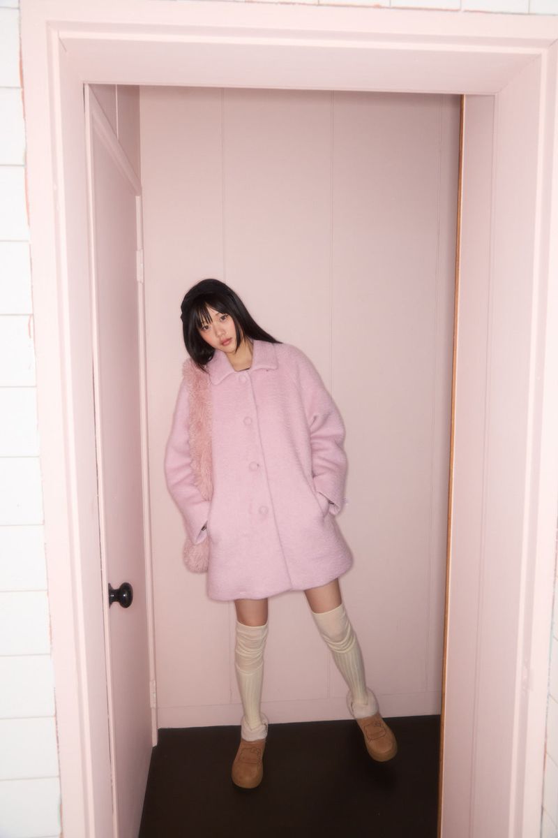 BUBBLE WOOL HALF COAT (PINK)