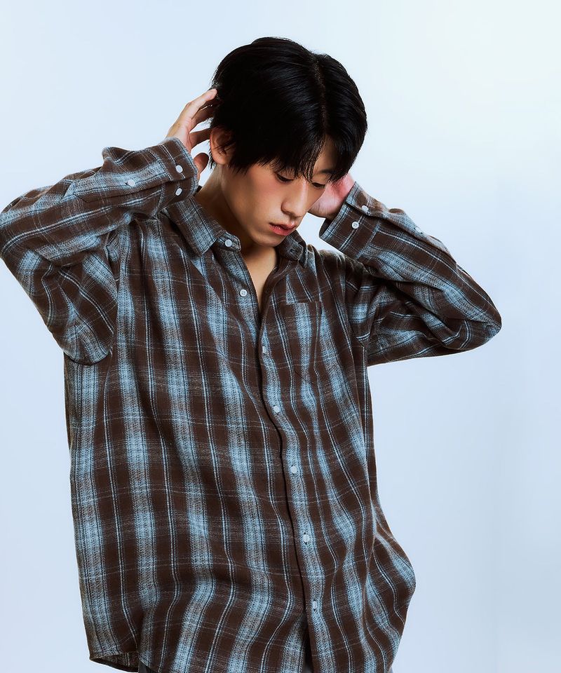 AB EMBROIDERY CHECK SHIRTS (BROWN)