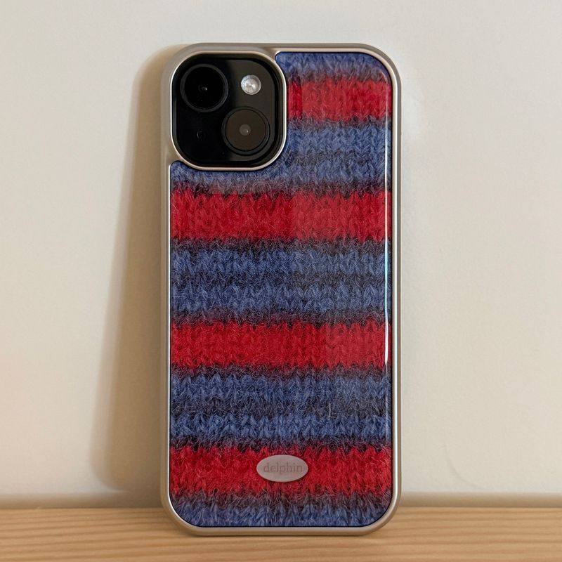 MOHAIR STRIPE SILVER EPOXY CASE _ BLUE