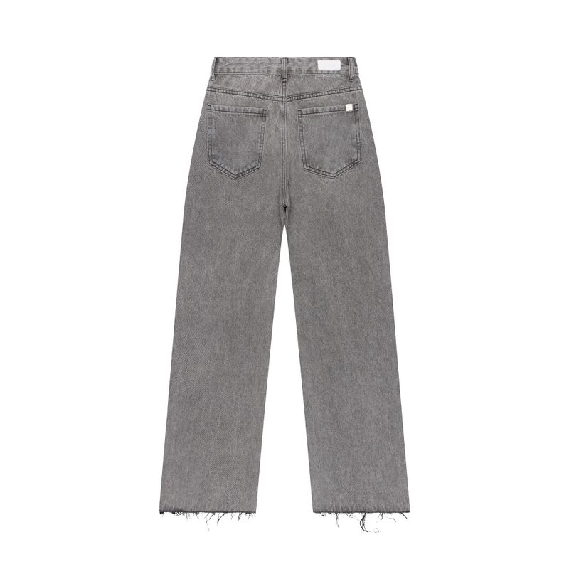 GRAY SEMI WIDE DENIM PANTS code 18113