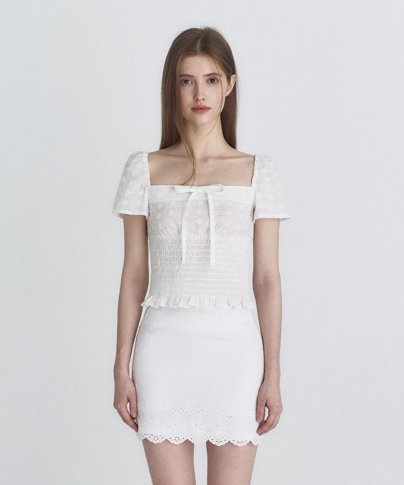 Not your rose（ノットユアローズ）の「Floral puff blouse (Ivory)（Tops）」