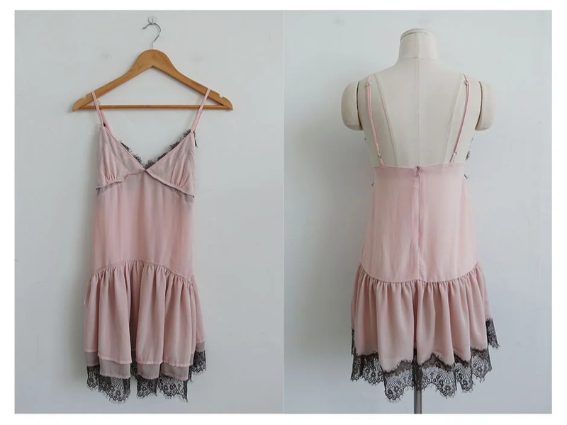 PINKBOM BLUSH LACE MINI DRESS