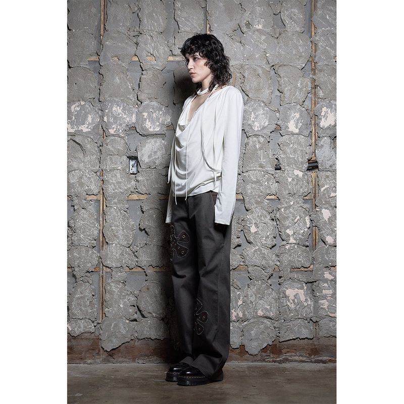 TWO-TONE FLOWER STRAIGHT JEAN