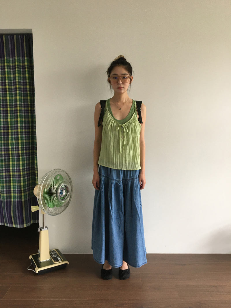 DUGGY（ダギー）の「Mori denim long skirt (1color)（Skirts）」