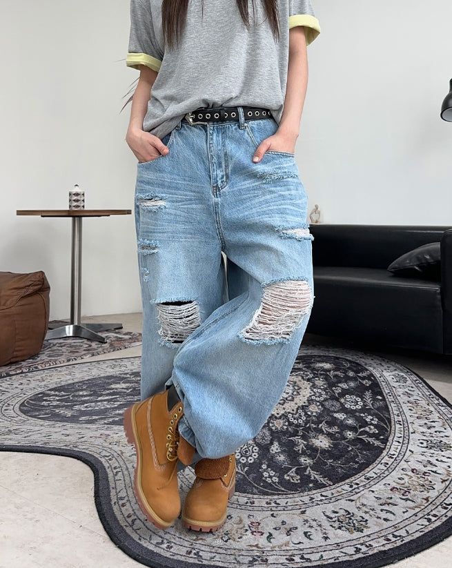 Etes Damaged Denim Pants
