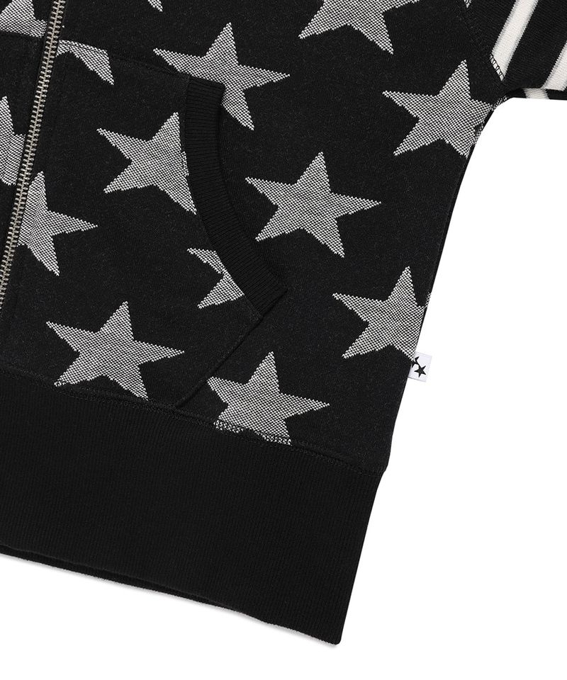 W RAGLAN STAR ZIP UP HOODIE BLACK(CV2FFFM482A)