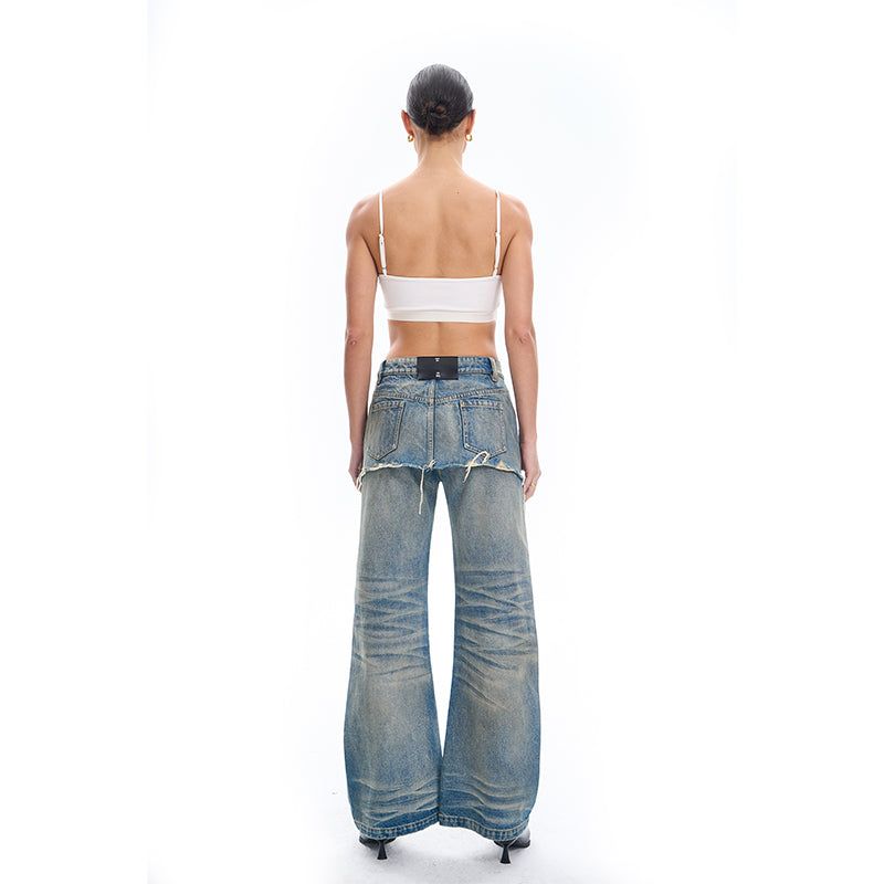Overshirt Bilayer Distressed Jeans