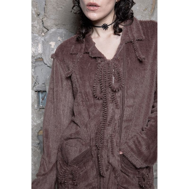 LACE-UP SHIRDIGAN: BROWN