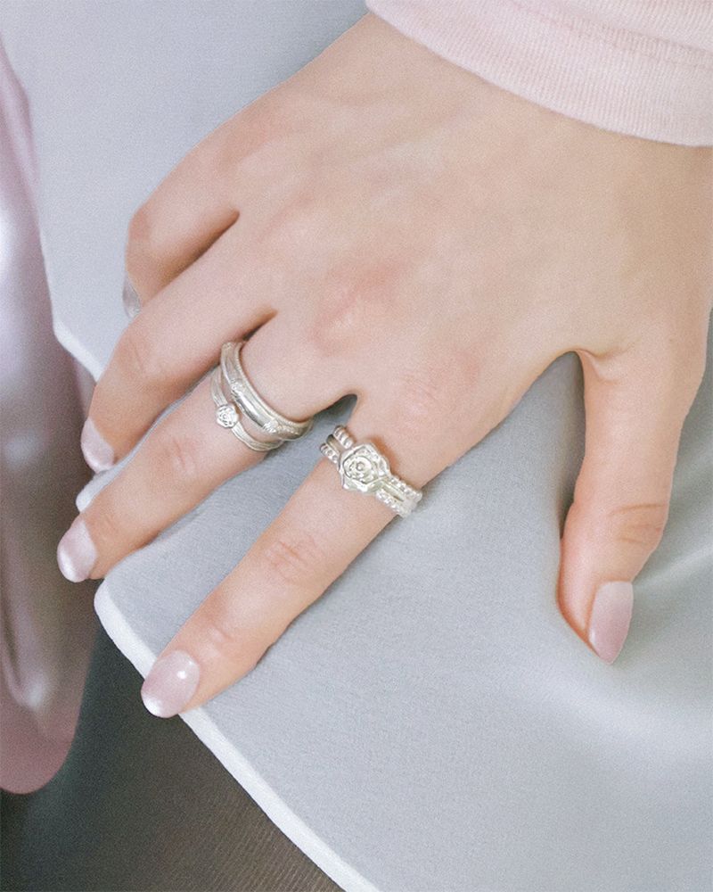 [MADE] lovely rose. double side dot ring