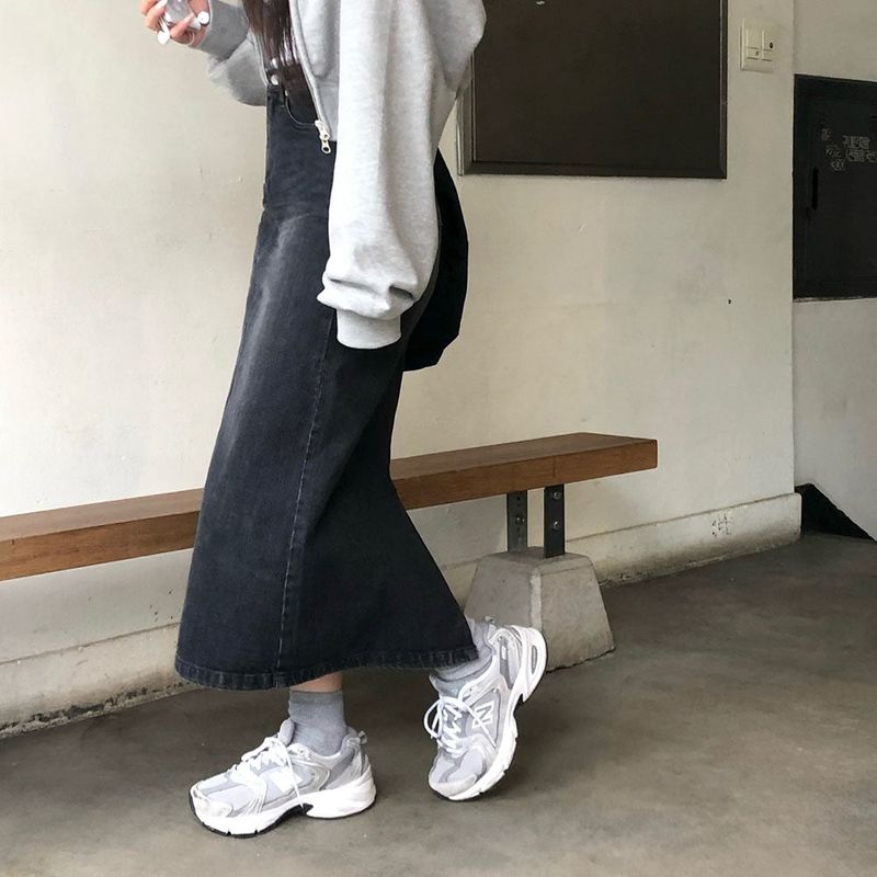 [BELLIDE MADE] SLIT LONG DENIM SKIRT