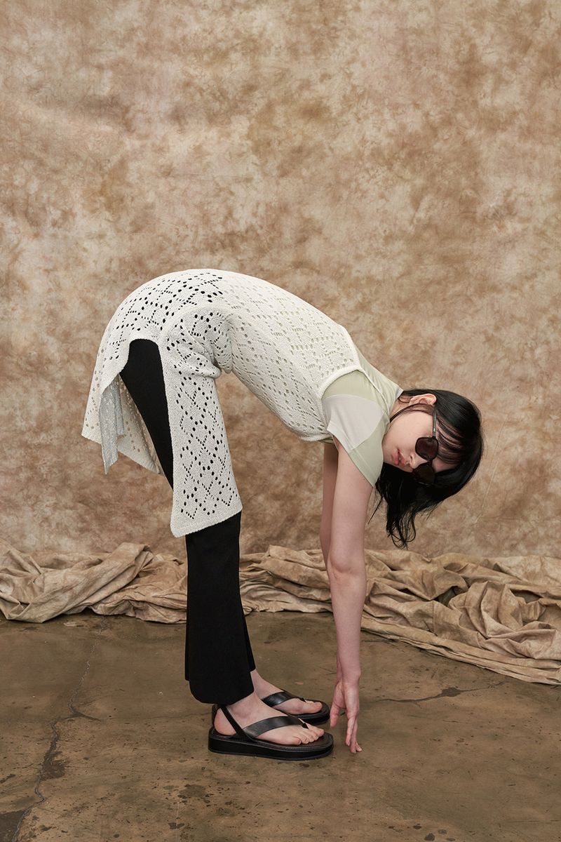 [22S] MESH ARGYLE KNIT ONE PIECE