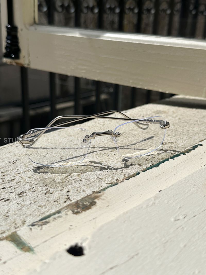 Silver square glasses
