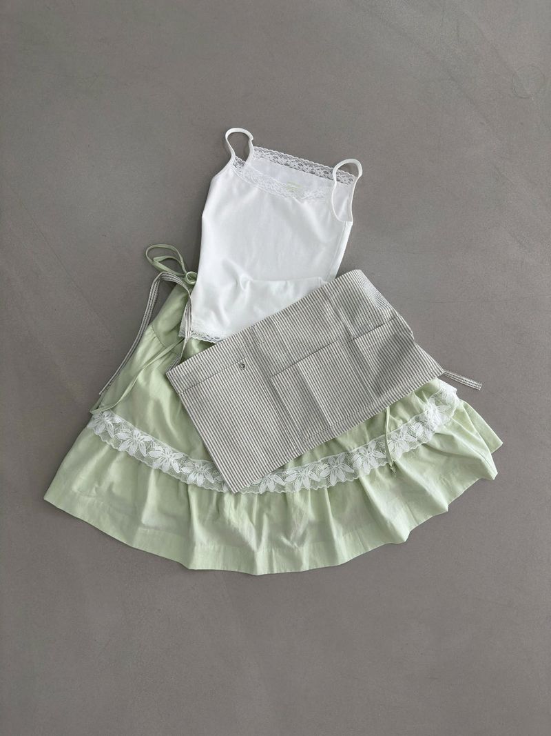 Lace Cami Top (Tumble, Bio-Washed) 3sizes - Ivory