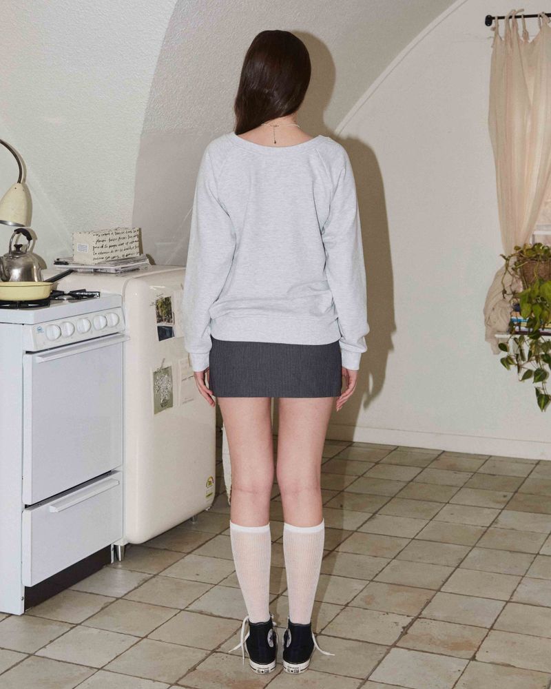 V-NECK RAGLAN SWEATSHIRT / WHITE MELANGE