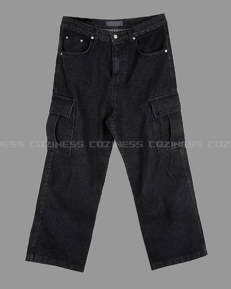 EN Black Denim Cargo Pants (S ~ L)