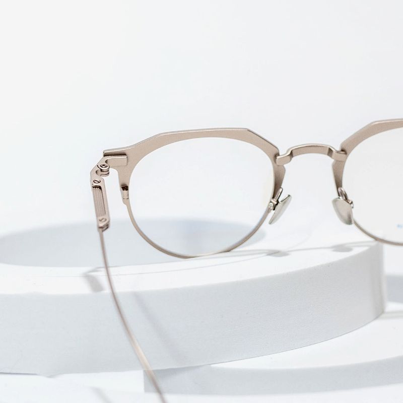Knouun Round titanium glasses CODE. 104. B Khaki N Brown