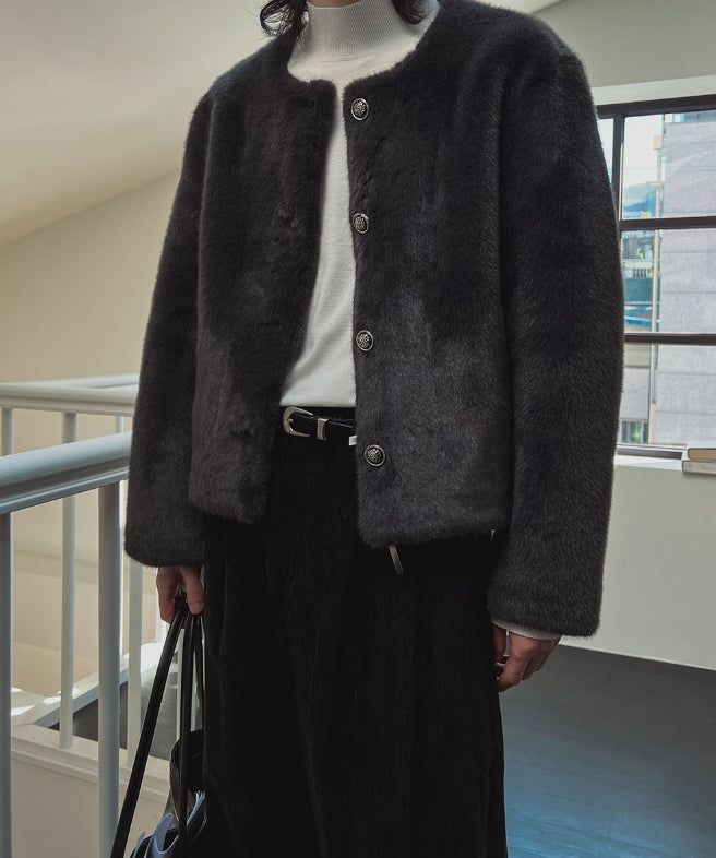Mink reversible crop antique jacket