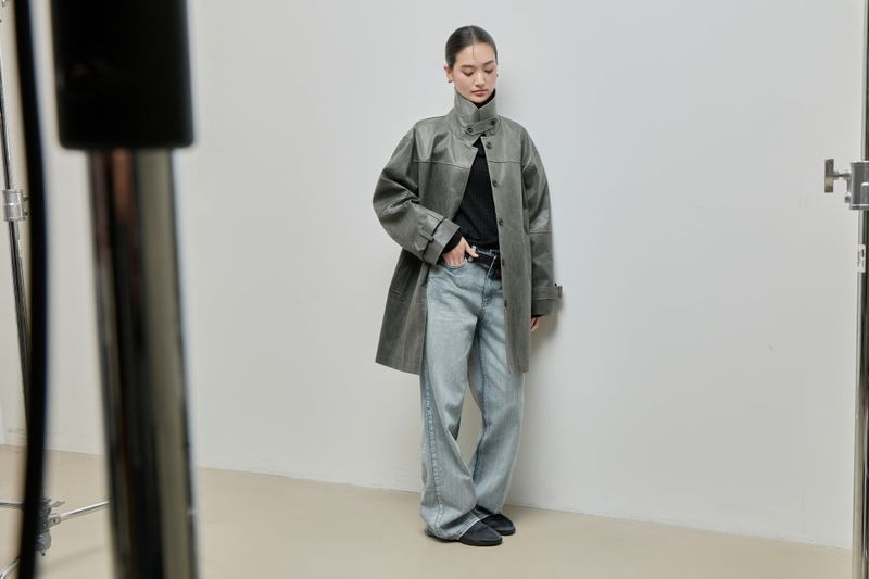 Vintage Leather Half Coat
